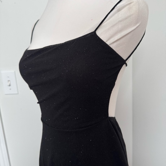 Elegant vintage glitter Black Spaghetti Strap Dress fairy grunge whimsy goth S - Picture 4 of 7